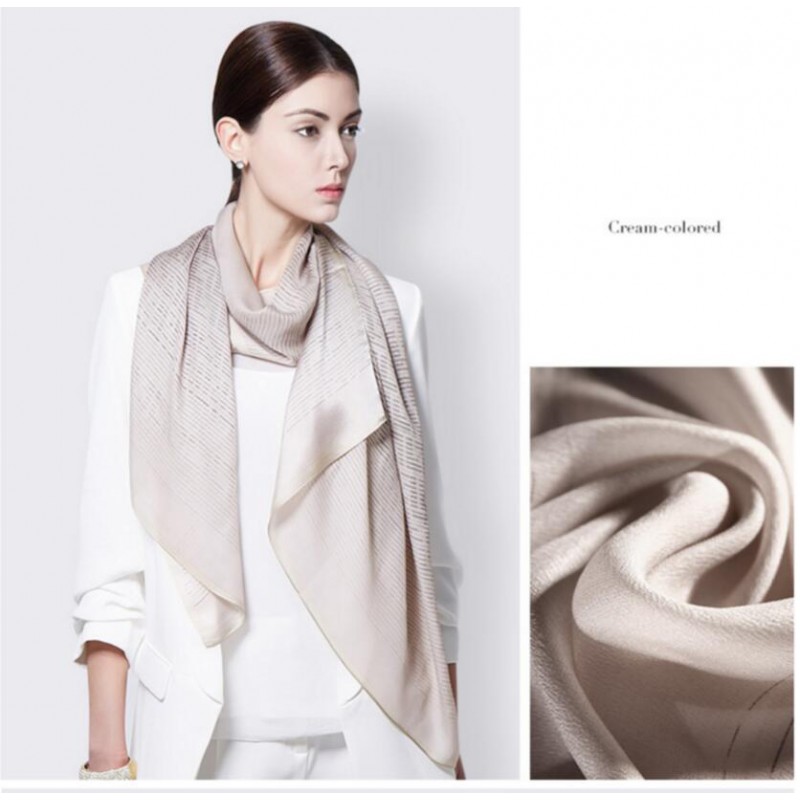 Pure Silk Scarf Gray Gradient Women Summer Scarf